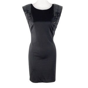 Cache black scuba sequin shoulder bodycon dress W7